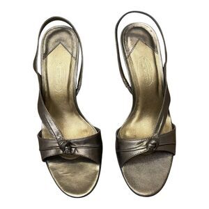 Talbots Brown Metallic Strappy Kitten Heels Size 7.5 Cocktail Formal EUC